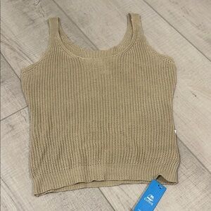 Cupshe Cream Ribbed Fitted Tank Top